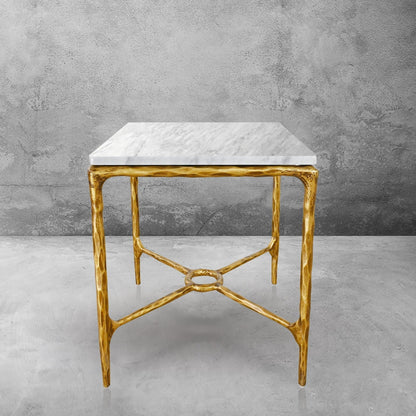 Thaddeus Mabrble Square Side Table 18" 22"