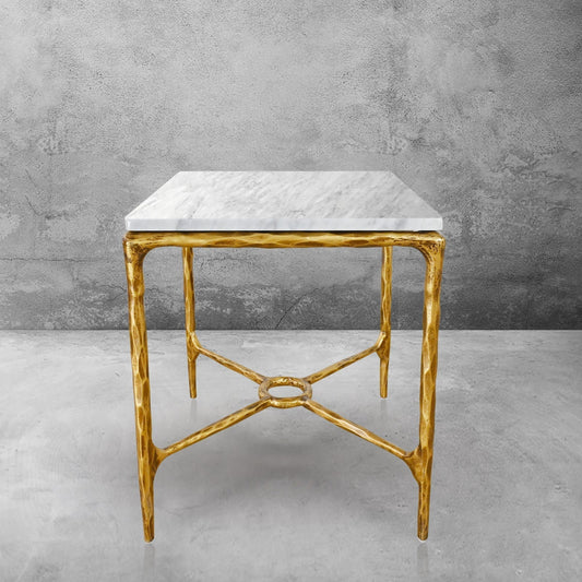 Thaddeus Mabrble Square Side Table 18" 22"