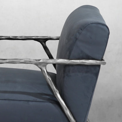 Thaddeus Retro Silver Iron Frame Track Armchair