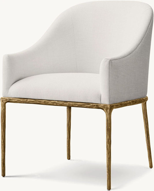 Thadeus Barrelback Slope Fabric Dining Armchair