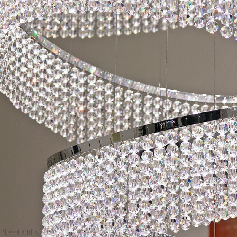 Traditional 11 Crystal Ring Chandelier for High Ceilings 36X118 Inch Modern Staircase Chandelier Lighting-Nobipets