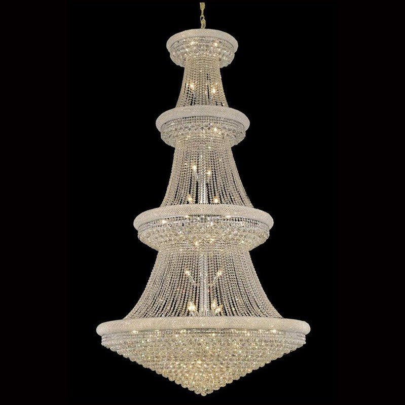 Traditional 54X96 Inch 48 Lights French Empire Chrome K9 Crystal Chandelier for High Ceilings-Nobipets