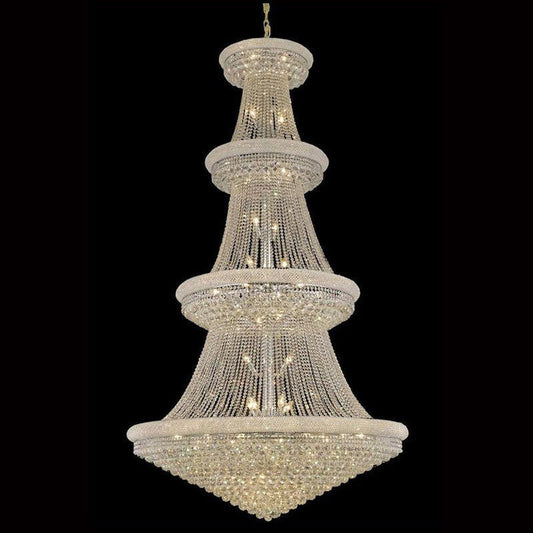 Traditional 54X96 Inch 48 Lights French Empire Chrome K9 Crystal Chandelier for High Ceilings-Nobipets