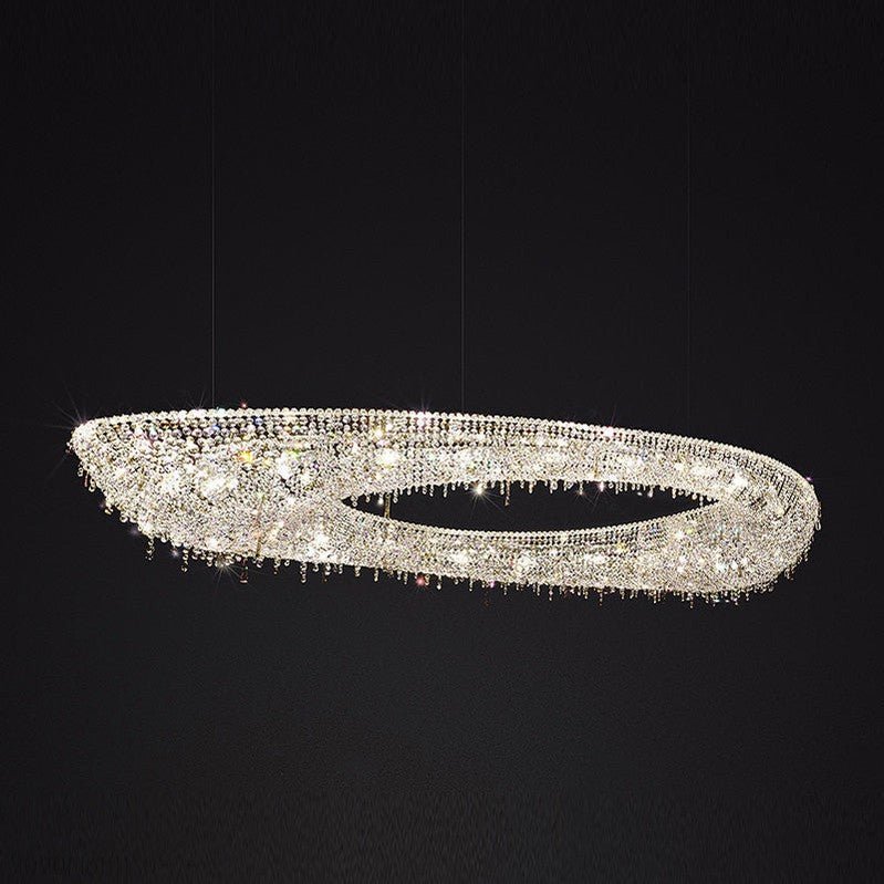 Traditional 79 Inch Linear Looop Suspended Modern Crystal Chandelier for Living Room-Nobipets