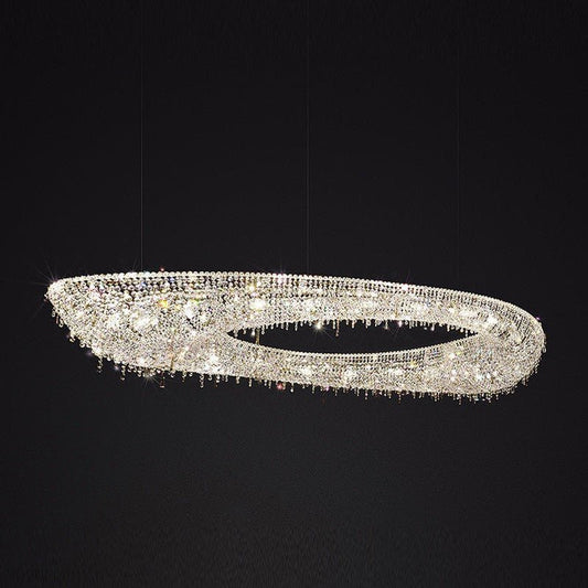 Traditional 79 Inch Linear Looop Suspended Modern Crystal Chandelier for Living Room-Nobipets