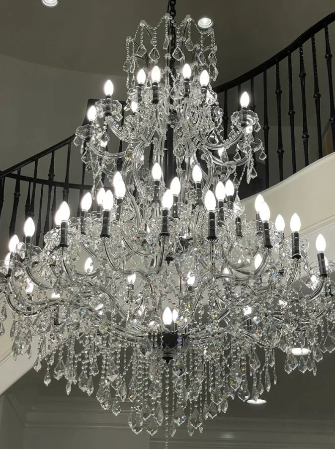 Traditional Candle Crystal Chandelier for Staircase/Foyer/Living Room/Villa-Nobipets