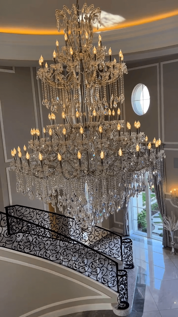 Traditional Candle Crystal Chandelier for Staircase/Foyer/Living Room/Villa-Nobipets