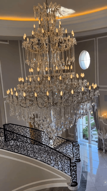 Traditional Candle Crystal Chandelier for Staircase/Foyer/Living Room/Villa-Nobipets