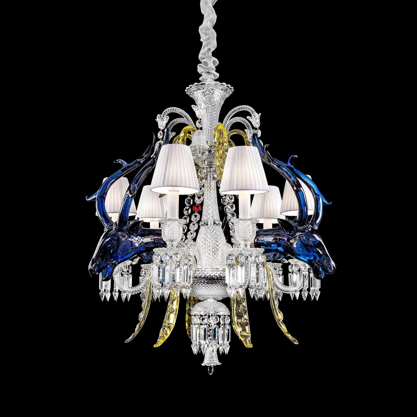 Traditional Colorful Candle Branch Blue Deer Crystal Chandelier for Living Room/Dining Room-Nobipets