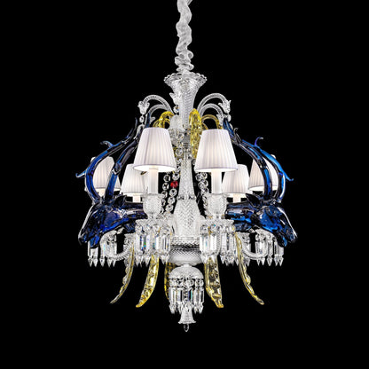 Traditional Colorful Candle Branch Blue Deer Crystal Chandelier for Living Room/Dining Room-Nobipets