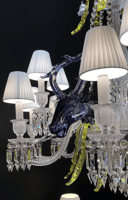 Traditional Colorful Candle Branch Blue Deer Crystal Chandelier for Living Room/Dining Room-Nobipets