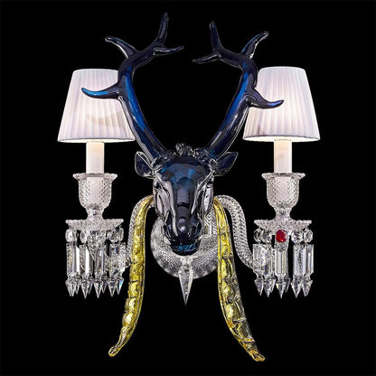 Traditional Colorful Candle Branch Blue Deer Crystal Chandelier for Living Room/Dining Room-Nobipets