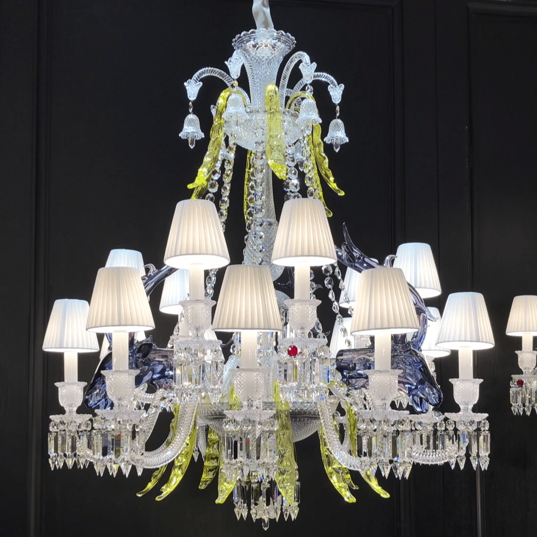 Traditional Colorful Candle Branch Blue Deer Crystal Chandelier for Living Room/Dining Room-Nobipets
