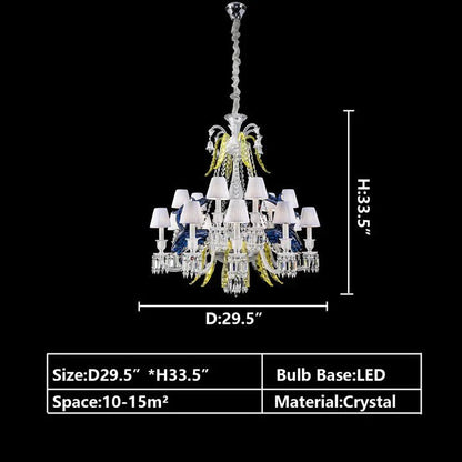 Traditional Colorful Candle Branch Blue Deer Crystal Chandelier for Living Room/Dining Room-Nobipets