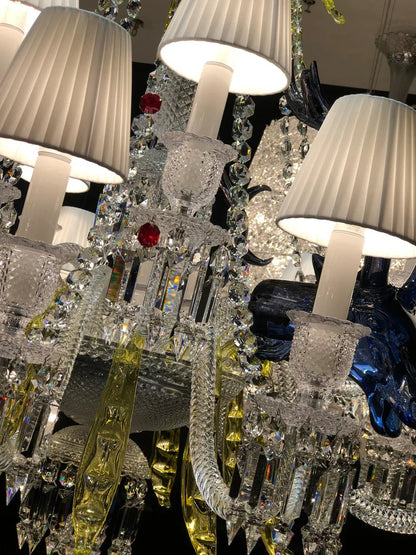 Traditional Colorful Candle Branch Blue Deer Crystal Chandelier for Living Room/Dining Room-Nobipets