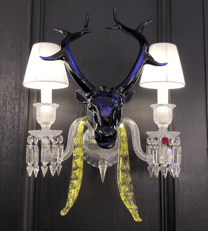 Traditional Colorful Candle Branch Blue Deer Crystal Chandelier for Living Room/Dining Room-Nobipets