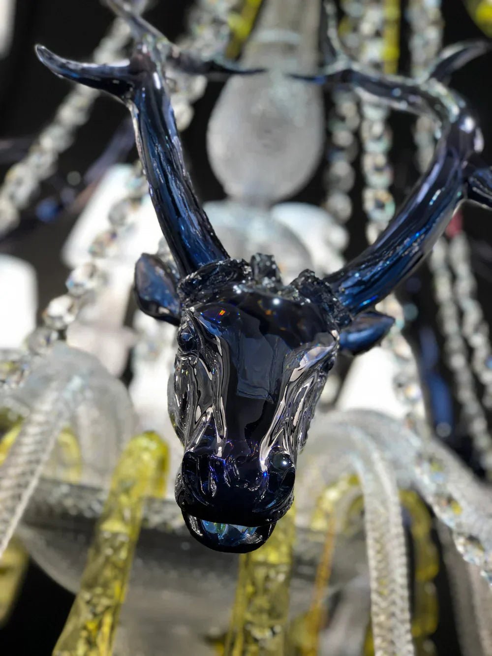 Traditional Colorful Candle Branch Blue Deer Crystal Chandelier for Living Room/Dining Room-Nobipets