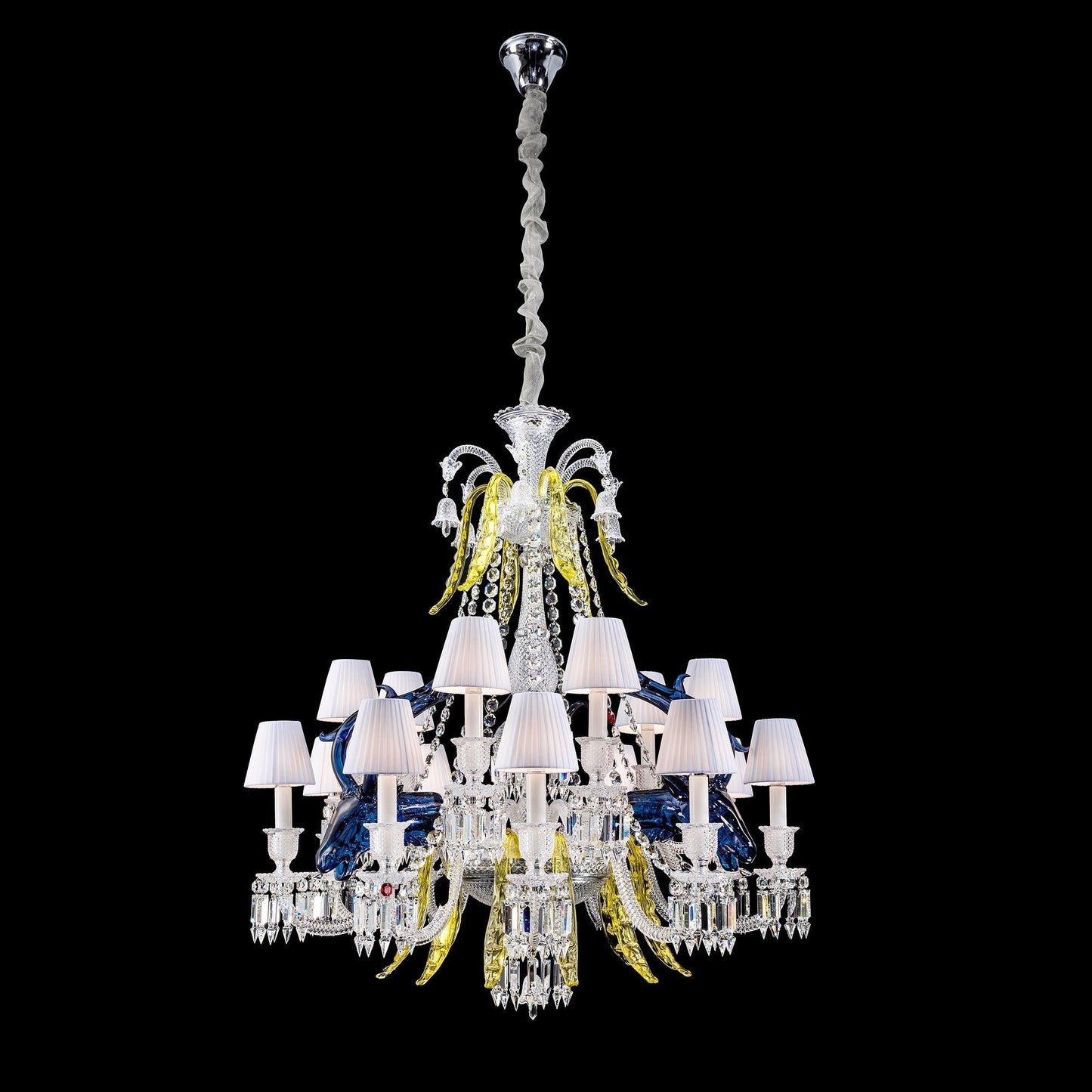 Traditional Colorful Candle Branch Blue Deer Crystal Chandelier for Living Room/Dining Room-Nobipets