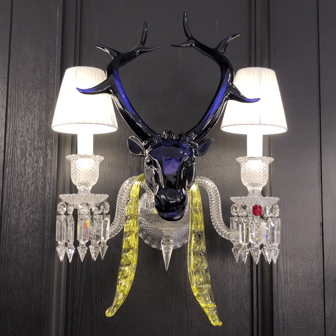 Traditional Colorful Candle Branch Blue Deer Crystal Chandelier for Living Room/Dining Room-Nobipets