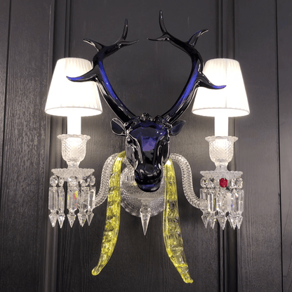 Traditional Colorful Candle Branch Blue Deer Crystal Chandelier for Living Room/Dining Room-Nobipets