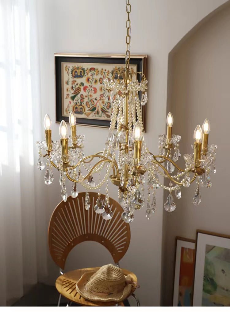 Traditional French Modern Candle Chandelier For Living Room Bedroom-Nobipets
