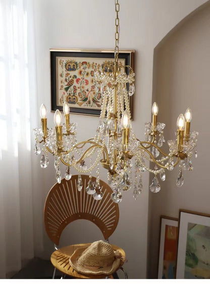 Traditional French Modern Candle Chandelier For Living Room Bedroom-Nobipets