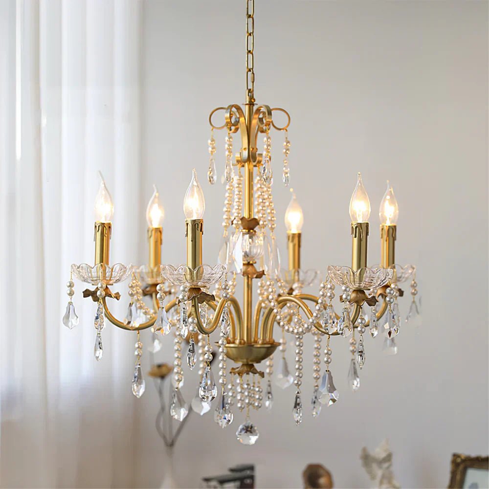 Traditional French Modern Candle Chandelier For Living Room Bedroom-Nobipets