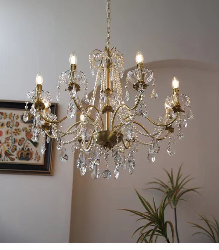 Traditional French Modern Candle Chandelier For Living Room Bedroom-Nobipets