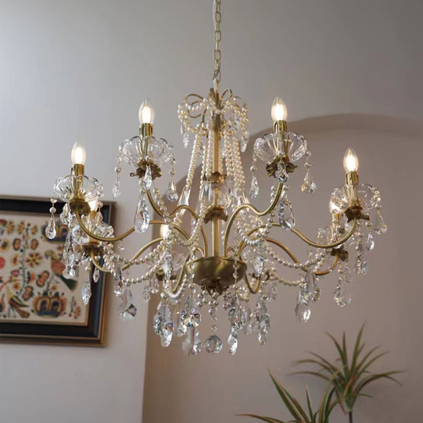 Traditional French Modern Candle Chandelier For Living Room Bedroom-Nobipets