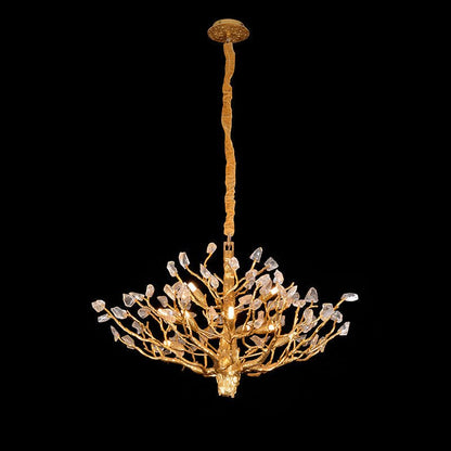 Tree-Shaped Chandelier with Rock Crystal Decorated-Nobipets