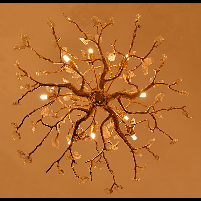 Tree-Shaped Chandelier with Rock Crystal Decorated-Nobipets