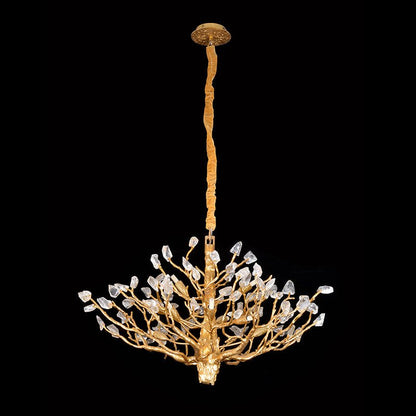 Tree-Shaped Chandelier with Rock Crystal Decorated-Nobipets