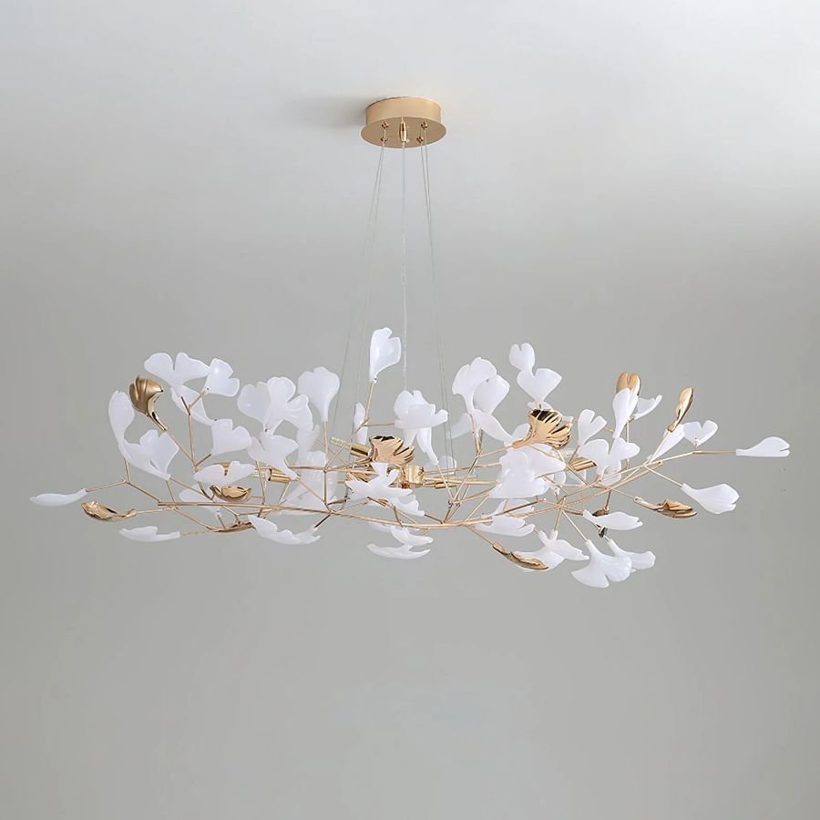 Unfolded Ceramic Ginkgo Leaf Chandelier-Nobipets