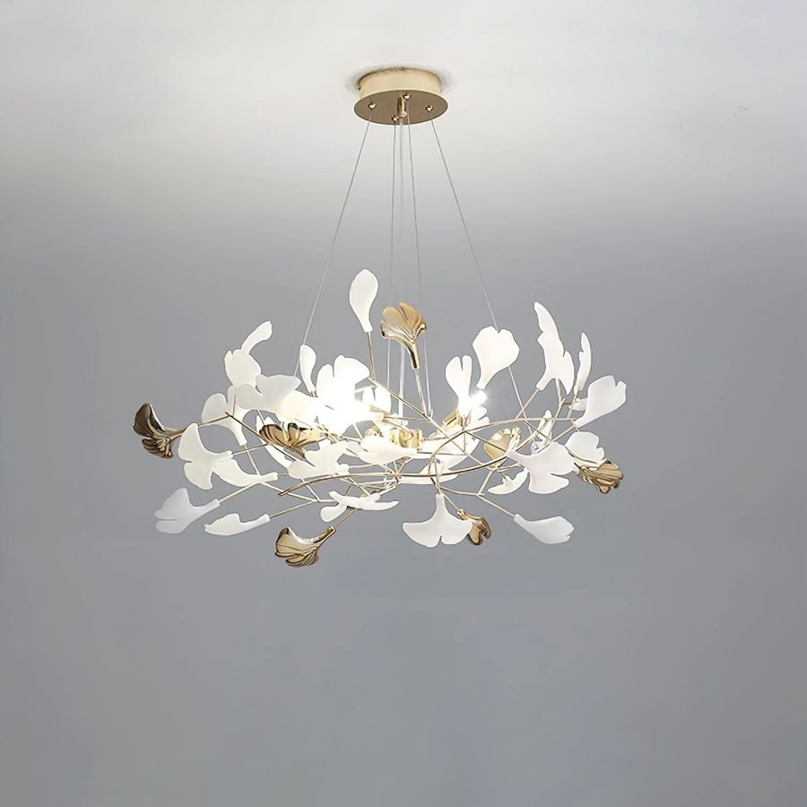 Unfolded Ceramic Ginkgo Leaf Chandelier-Nobipets