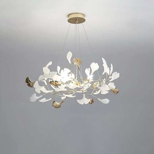 Unfolded Ceramic Ginkgo Leaf Chandelier-Nobipets
