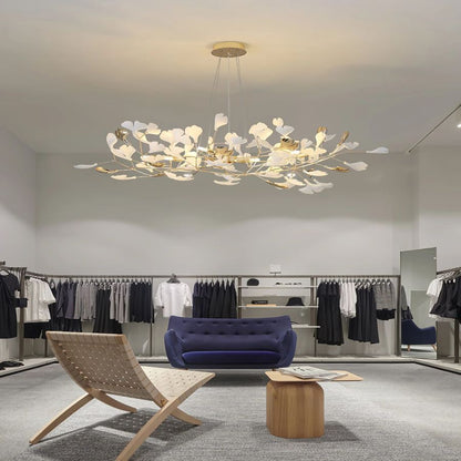 Unfolded Ceramic Ginkgo Leaf Chandelier-Nobipets