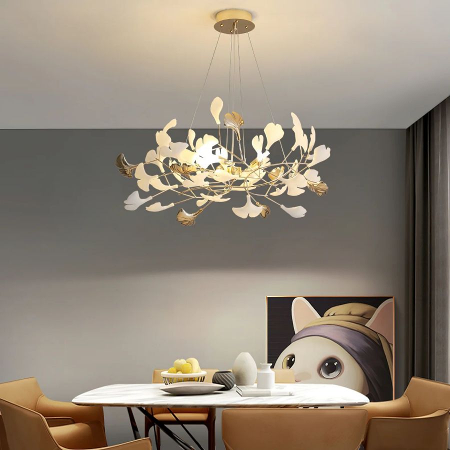 Unfolded Ceramic Ginkgo Leaf Chandelier-Nobipets