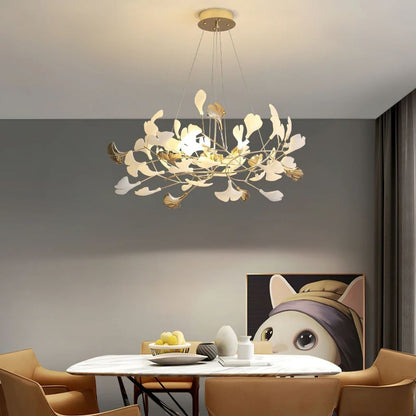 Unfolded Ceramic Ginkgo Leaf Chandelier-Nobipets