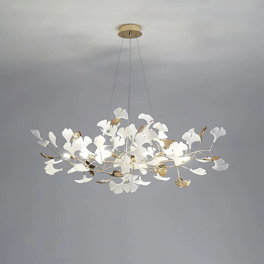 Unfolded Ceramic Ginkgo Leaf Chandelier-Nobipets