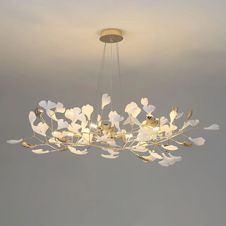 Unfolded Ceramic Ginkgo Leaf Chandelier-Nobipets