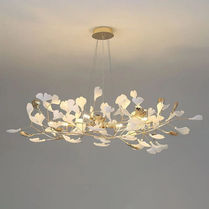 Unfolded Ceramic Ginkgo Leaf Chandelier-Nobipets
