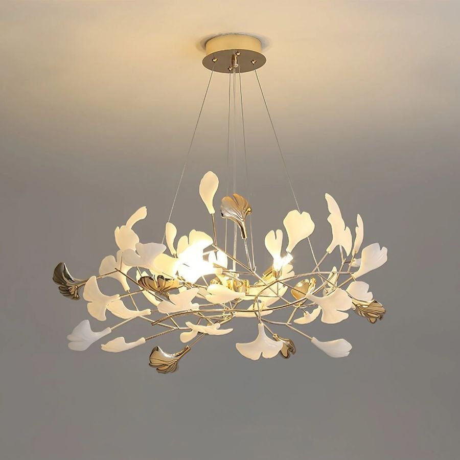 Unfolded Ceramic Ginkgo Leaf Chandelier-Nobipets