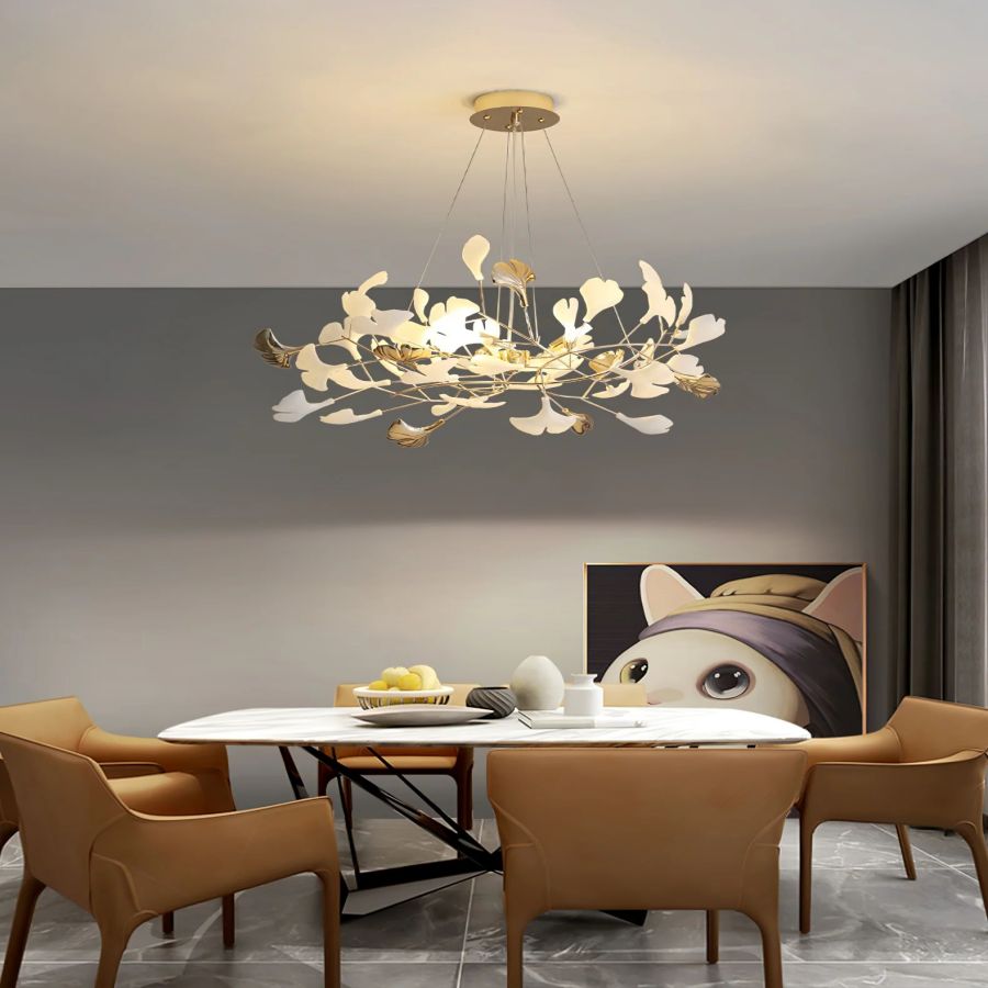 Unfolded Ceramic Ginkgo Leaf Chandelier-Nobipets