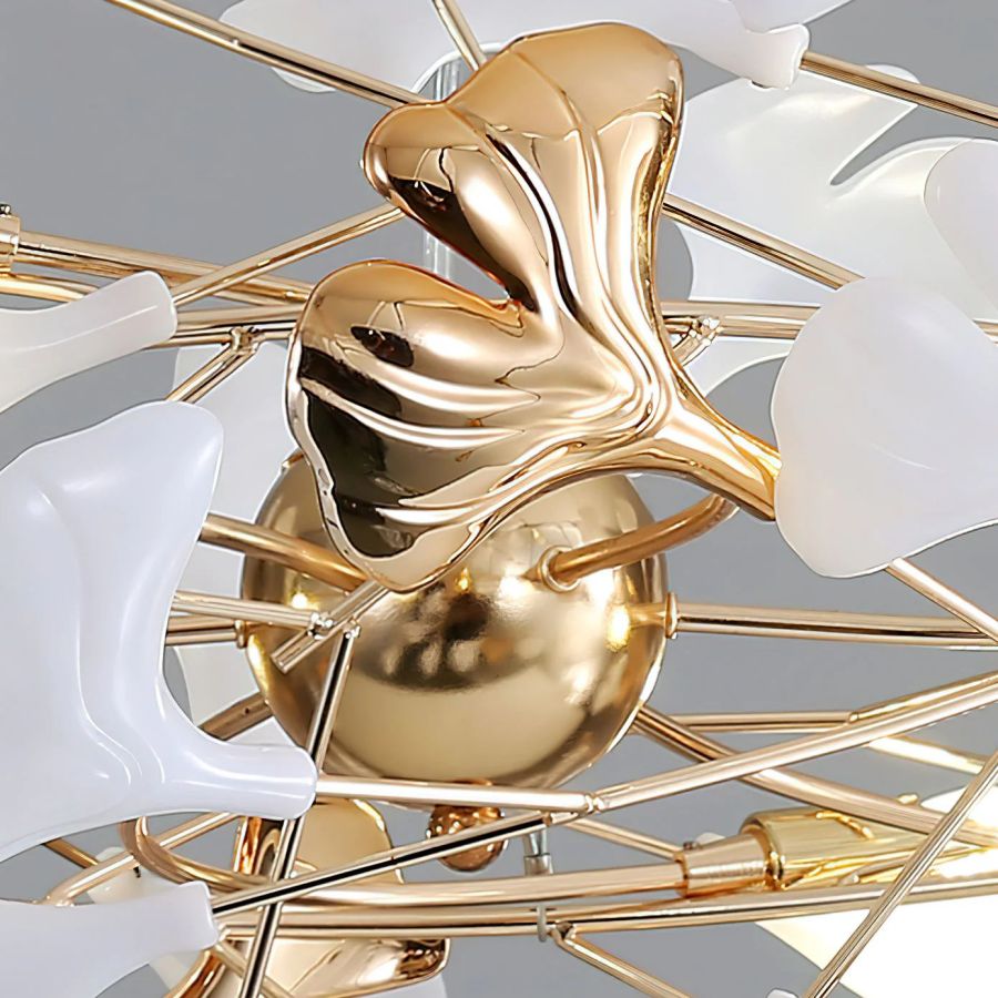 Unfolded Ceramic Ginkgo Leaf Chandelier-Nobipets