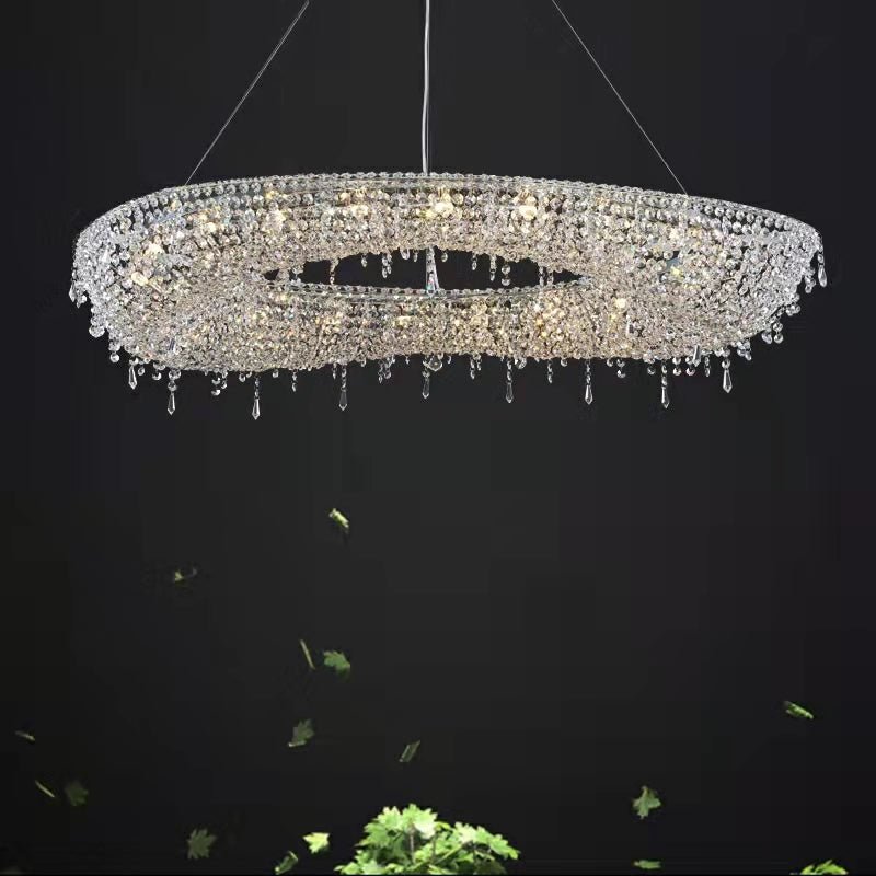 Unique Foyer Crystal Chandelier Luxury Hallway Ceiling Lamp Living Room Hanging Light Decor for Entryway-Nobipets