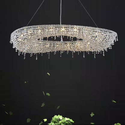 Unique Foyer Crystal Chandelier Luxury Hallway Ceiling Lamp Living Room Hanging Light Decor for Entryway-Nobipets