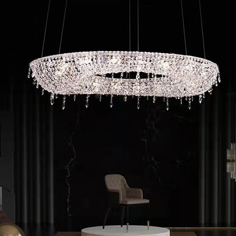 Unique Foyer Crystal Chandelier Luxury Hallway Ceiling Lamp Living Room Hanging Light Decor for Entryway-Nobipets