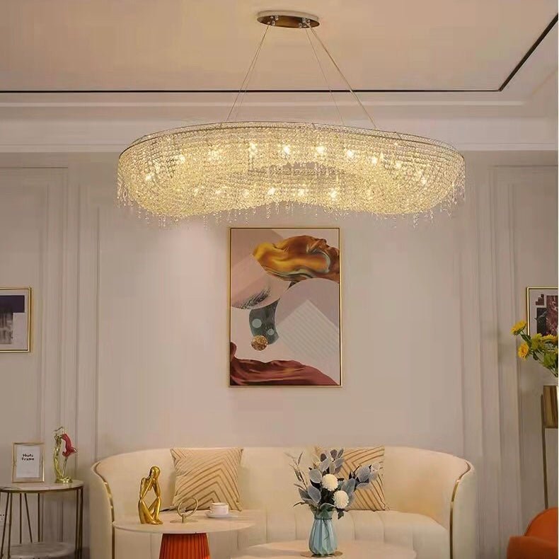 Unique Foyer Crystal Chandelier Luxury Hallway Ceiling Lamp Living Room Hanging Light Decor for Entryway-Nobipets