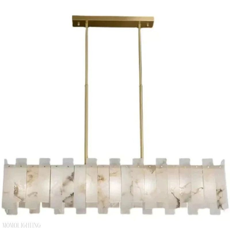 Venu Alabaster Linear Chandelier 39"-Nobipets