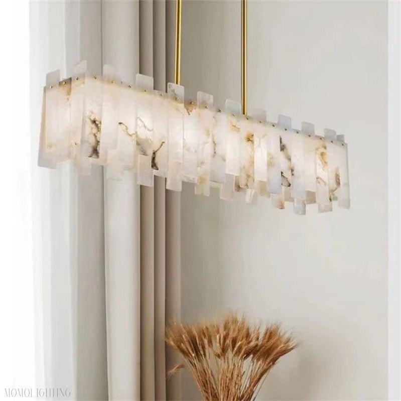 Venu Alabaster Linear Chandelier 39"-Nobipets